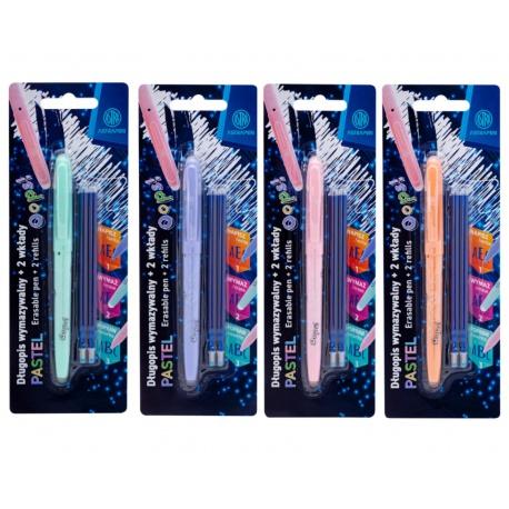 ASTRA Gumovateľné pero OOPS! Pastel 0,6mm, modré, dve gumy + 2ks náplní, 201022006
