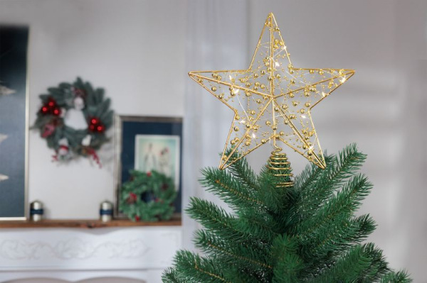 Hviezda MagicHome Vianoce, plast, časovač, 10xLED teplá biela, 25 cm, 2xAA 2