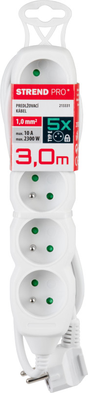 Kábel DG-F805B L-3 m, predlžovací, biely, 5x zásuvka, new edition 1