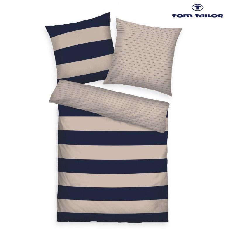 TOM TAILOR posteľná bielizeň Bold Stripes 70x90cm / 140x200cm Dark Navy/ Sunny Sand