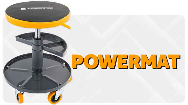 Stolička kruhová s pojazdovými kolieskami, výška sedenia 40-52 cm, POWERMAT 12