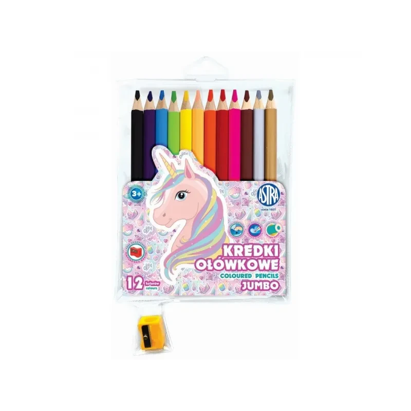 Školské jumbo farbičky Unicorn 12ks + strúhadlo, 312221007