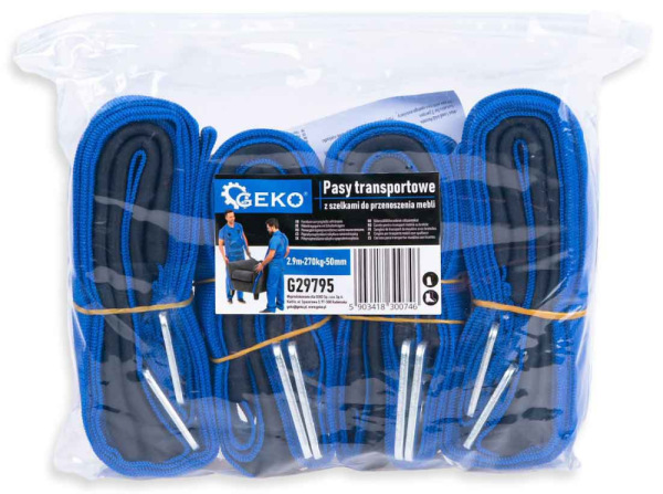 Transportné pásy s popruhmi na premiestňovanie nábytku 2,9 m / 270 kg / 50 mm, GEKO 3