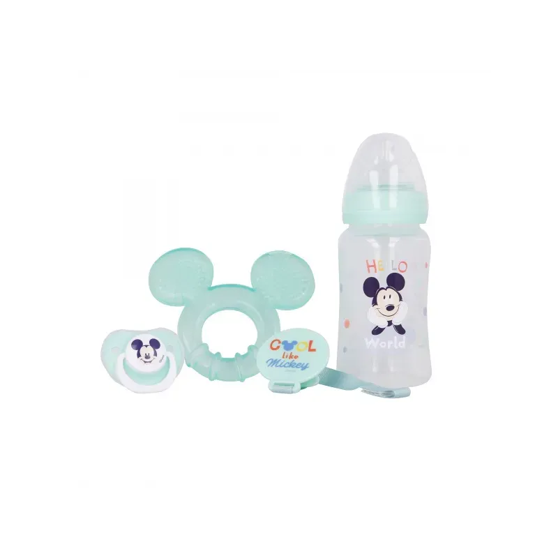 STOR DISNEY BABY 4 dielny set  MICKEY MOUSE (fľaša, hryzátko, cumlík a držiak), 13008