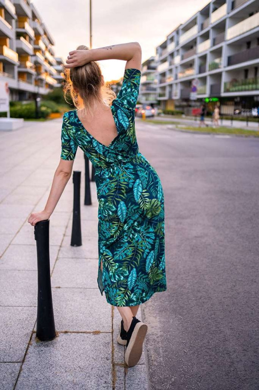 Tehotenské a dojčiace šaty Two Ways LONG milk & love zeleno modré S 2