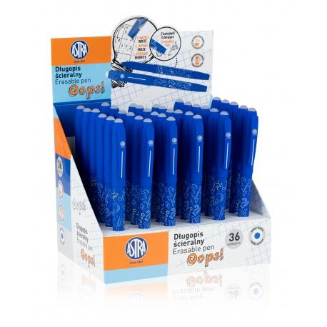 Gumovateľné pero OOPS!, 0,6mm, modré, dve gumy, stojan, 201319001