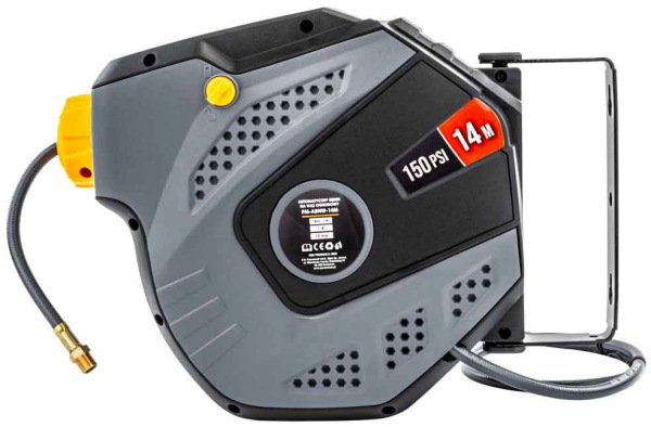 Navíjací bubon s držiakom na stenu s hadicou na vzduch, 6,5 x 10 mm, dĺžka 14 m, POWERMAT 12