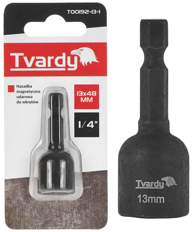 Adaptér úderový 1/4" 6 hran magnetický 13 x 48 mm, TVARDY