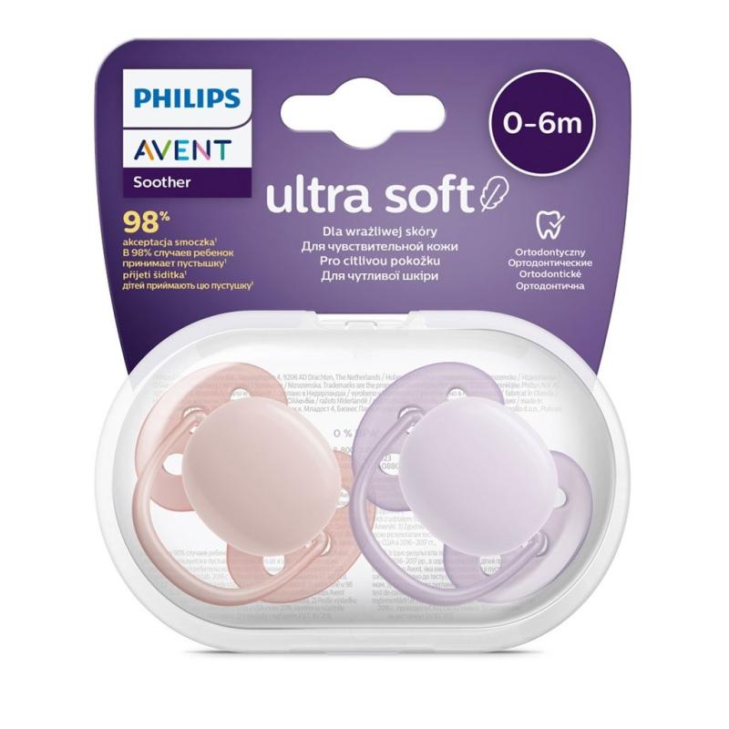 Dojčenský cumlík Ultrasoft Premium Avent 0-6 miesacov 2 ks dievča 0-6 m