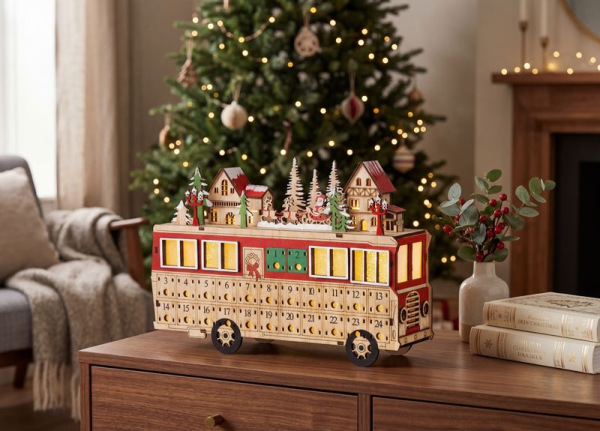 Dekorácia MagicHome Vianoce, Autobus, 8xLED teplá biela, 2xAAA, IP20, 27,7x7,5x19 cm 2