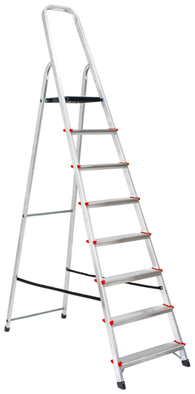 Schodíky hliníkové jednostranné - 8 stupne, 160 cm, nosnosť 120 kg, VASKO