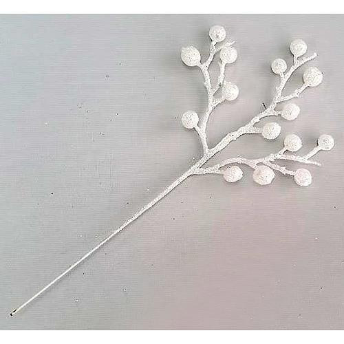Vetvička MagicHome Vianoce, Gliberries.White, biela, 25 cm