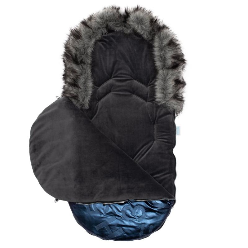 Luxusný fusak s kožušinkou New Baby modrý 1