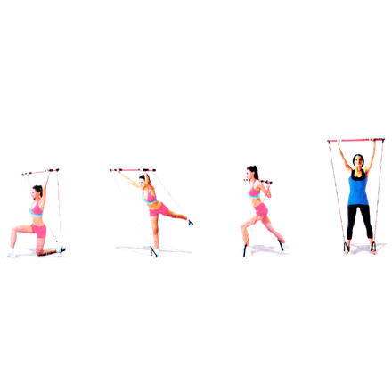 Pilates Sticks posilňovacia tyč s gumou ružová 3