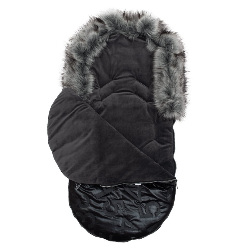 Luxusný fusak s kožušinkou New Baby čierny 1