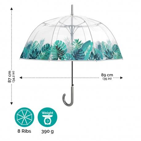 PERLETTI Dámsky automatický dáždnik LEAF BORDER Transparent, 26271