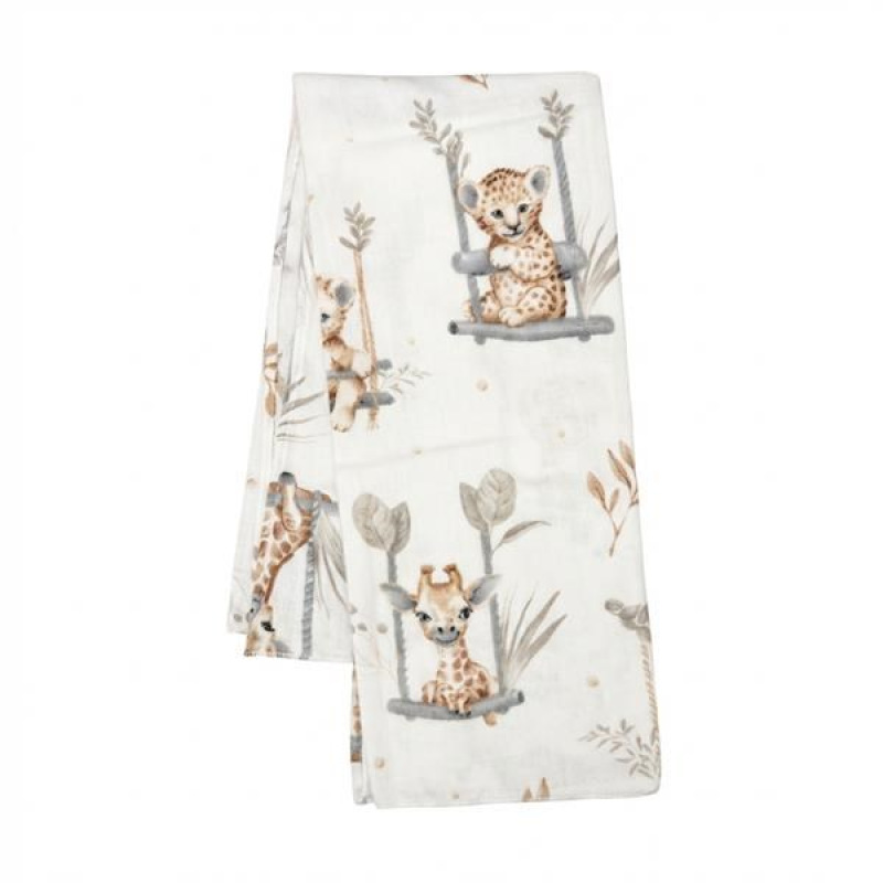 Flanelová plienka s potlačou New Baby ZOO beige