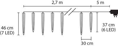 Reťaz MagicHome Vianoce Icicle, 65x LED ľadovo modrá, 8 funkcií, 230 V, 50 Hz, IP44, exteriér,