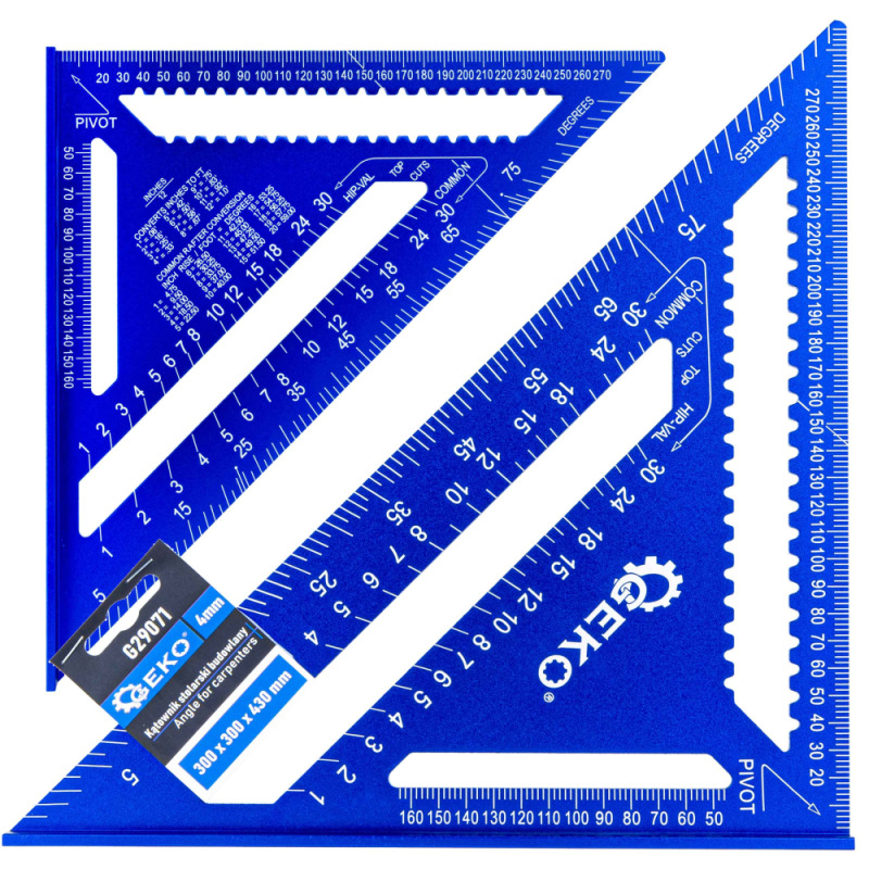 Uholník trojramenný stolársky s príložníkom 300 x 300 x 430 mm x 4 mm, GEKO 10