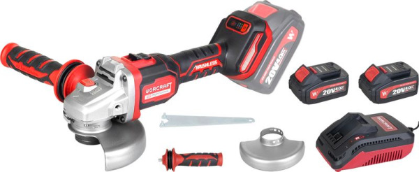 Set Worcraft CAG-S20LiBM, uhlová brúska 125 mm, ShareSYS , 2x 4.0 Ah akumulátor + nabíjačka, bezuhlí 3