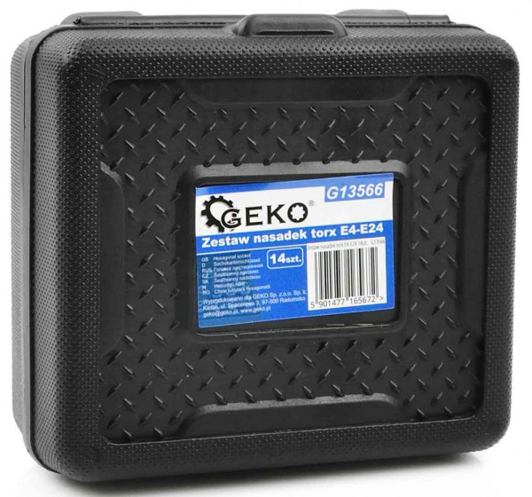 Sada hlavíc TORX E4-E24, 14-dielna v plastovom kufríku, GEKO 2