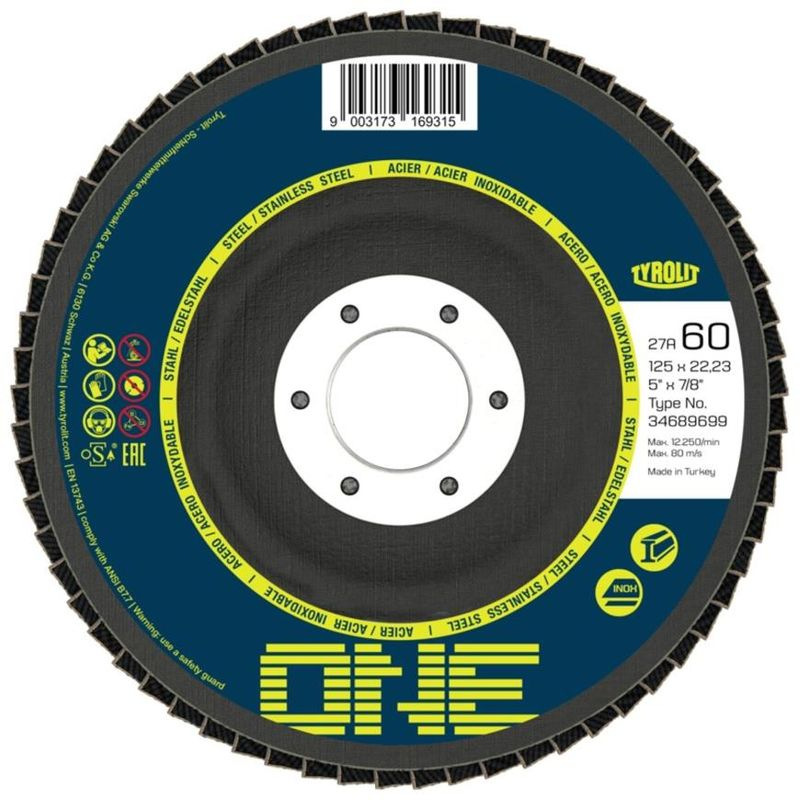 Kotuc Tyrolit ONE 115x22,23mm, ZA 80 Q-B, ocel/nerez, lamelovy, vypukly