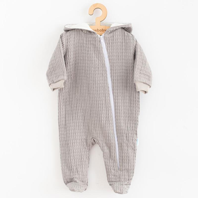 Dojčenský mušelínový overal s kapucňou New Baby Comfort clothes sivá 68 (4-6m)