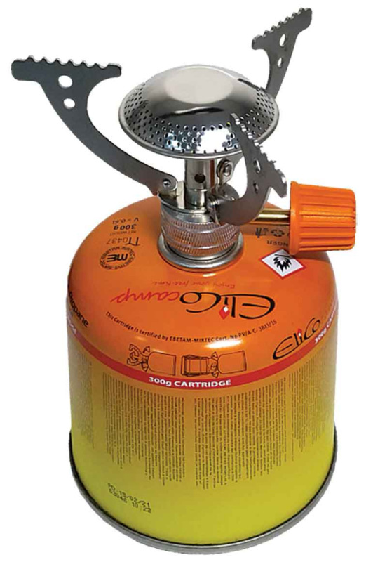 Sada: kempingový varič BASIC s reguláciou +300g kartuša, pripojenie na závit 7/16", ELICO