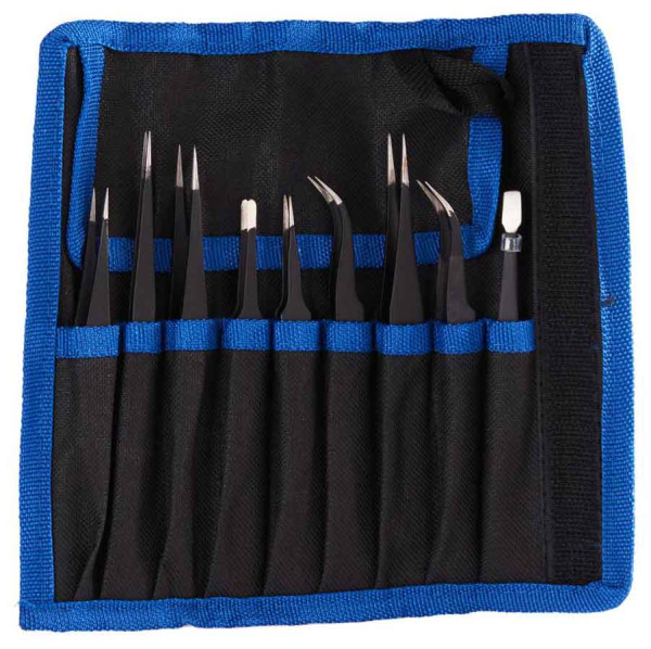 Sada antistatických nerezových pinziet, 9-dielna sada, GEKO 15