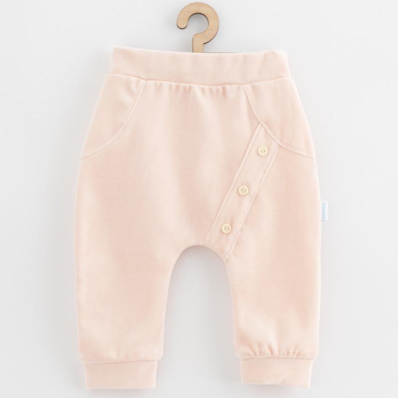 Dojčenské semiškové tepláky New Baby Suede clothes svetlo ružová 86 (12-18m)