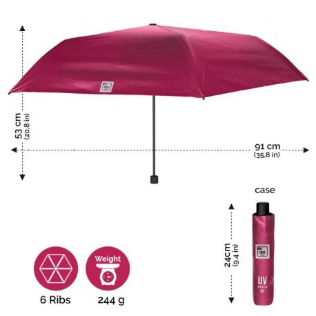 PERLETTI TREND Skladací dáždnik s UV filtrom / kovová červená, 20304