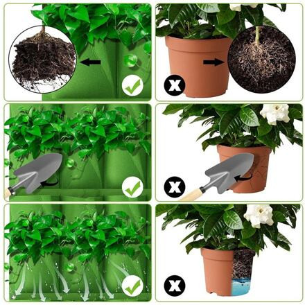 Vertical Grow Bag 7 textilné kvetináče na stenu zelená 3