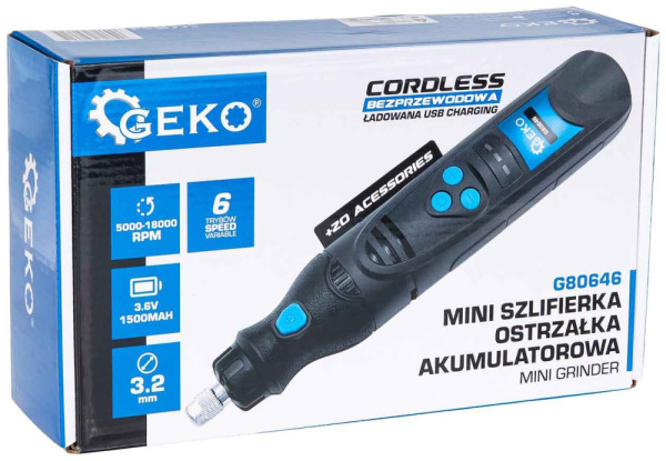 Mini akumulátorová brúska, ostrička na reťaze s reguláciou otáčok 4.000-18.000 ot/min,GEKO 11