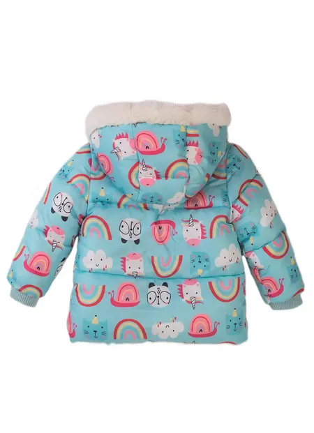 Kabát dievčenský Puffa podšitá chĺpkom, Minoti, Pom 1, svetlo modrá