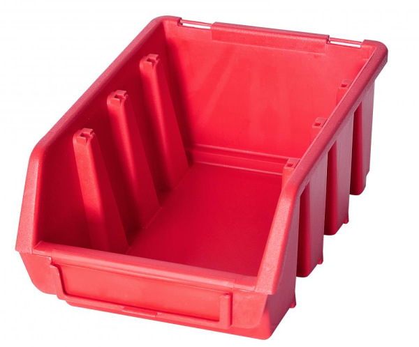 Zásobník plastový červený, dĺžka 16 cm x šírka 11,5 cm x výška 7,5 cm