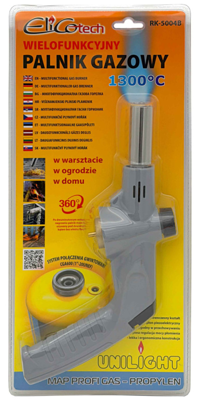 Spájkovacia lampa s piezo zapaľovaním na kartuše MAPP, 1300°C, ELICO 1
