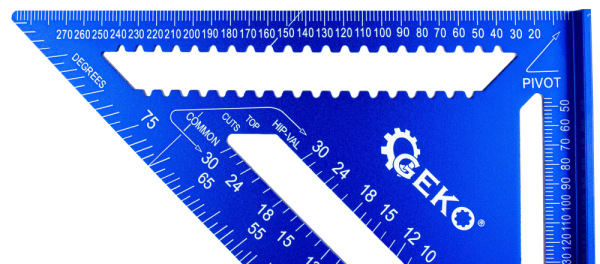 Uholník trojramenný stolársky s príložníkom 300 x 300 x 430 mm x 4 mm, GEKO 3