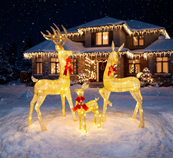 Dekorácia MagicHome Vianoce, Jelene, 155xLED teplá biela, IP44, 150/130/70 cm, bal. 3 ks 2