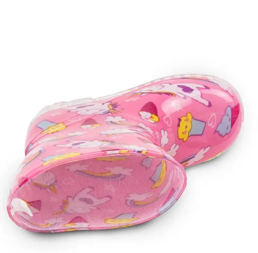Dievčenské čižmy PVC - potlač jednorožec, Pidilidi, PL0089, ružová