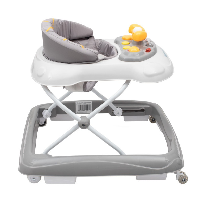 Detské chodítko Baby Mix s volantom a silikónovými kolieskami sivé 2