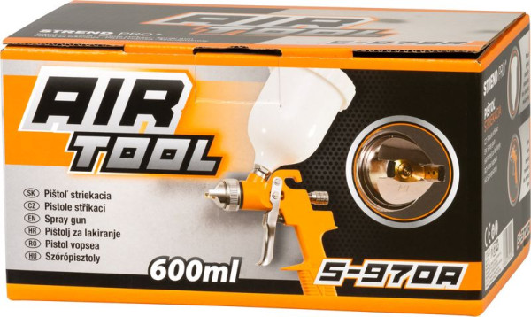 Pištoľ Airtool S-970A, na farbu, striekacia na kompresor, 600CC 5
