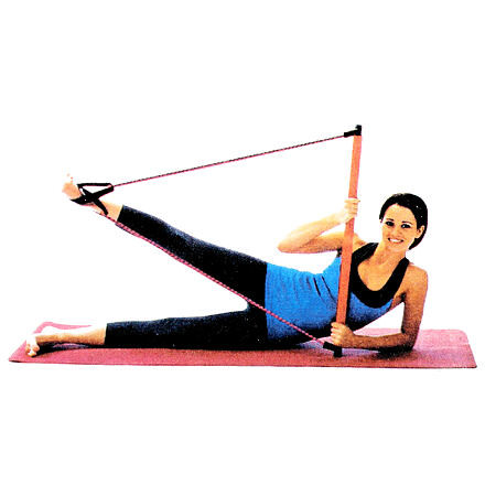 Pilates Sticks posilňovacia tyč s gumou ružová 1