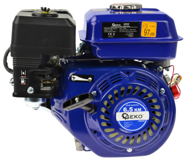 Benzínový štvortaktný spaľovací motor, objem 196 cm3, výkon 6,5 HP, hriadeľ 20 mm, GEKO 2
