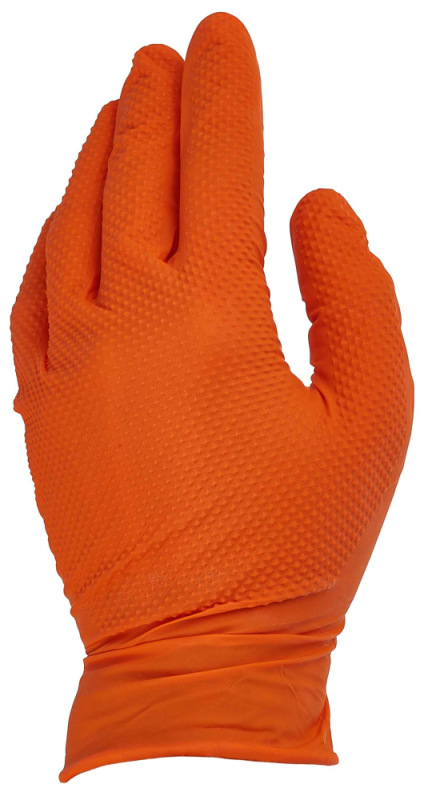 Rukavice nitrilové oranžové, sada 50ks, veľkosť L, SOLID GRIP, GEKO 1