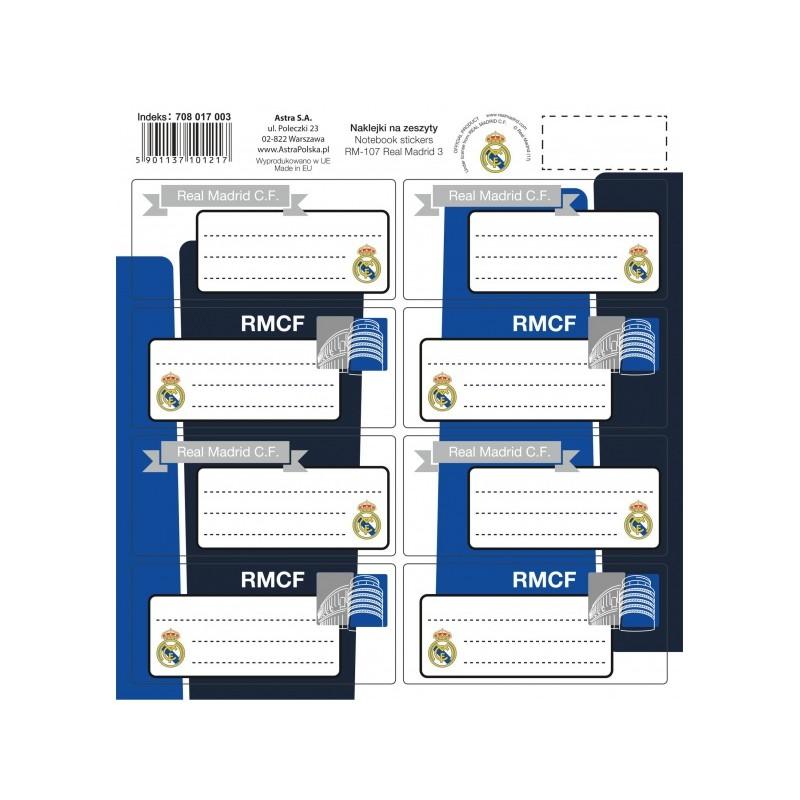 ASTRA Samolepiace štítky na zošity 8ks REAL MADRID, RM-107, 708017003