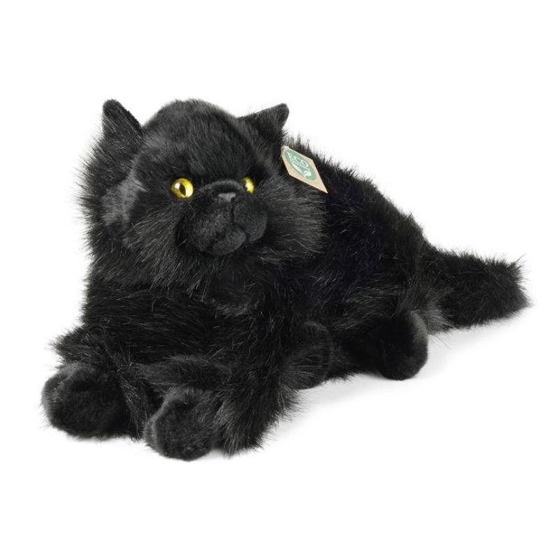 Plyšová mačka čierna ležiaca