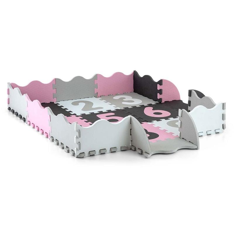 Penové puzzle podložka ohrádka Milly Mally Jolly 3x3 Digits Pink Grey 2