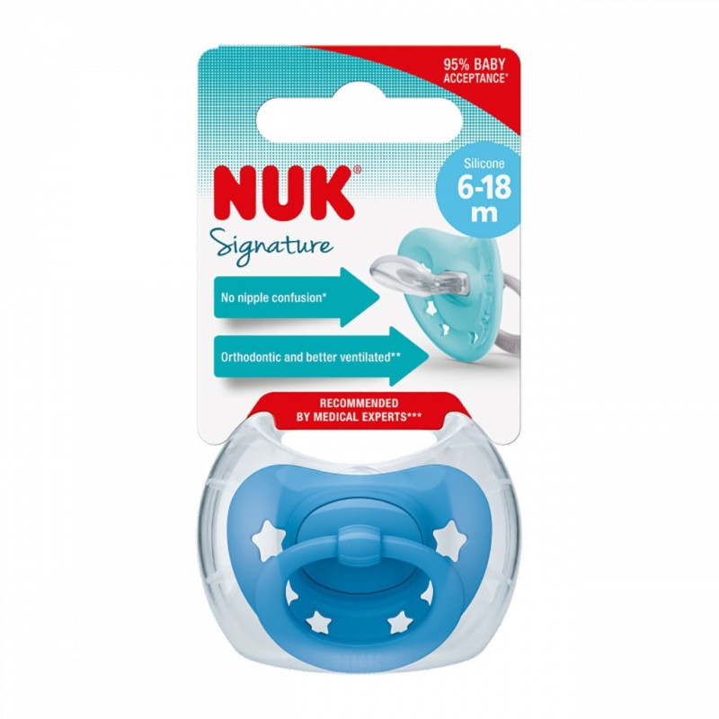 Dojčenský cumlík NUK Signature 6-18 m blue star 6-18 m 1