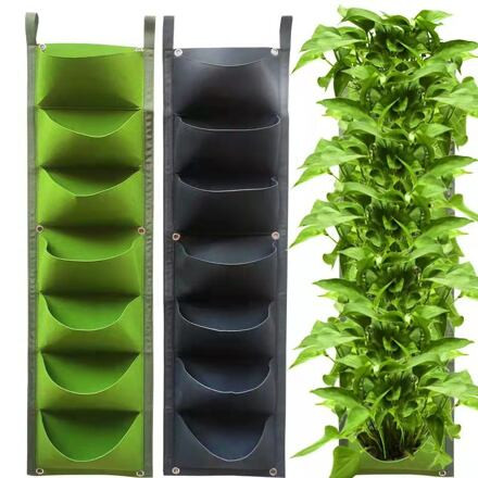Vertical Grow Bag 7 textilné kvetináče na stenu zelená 1