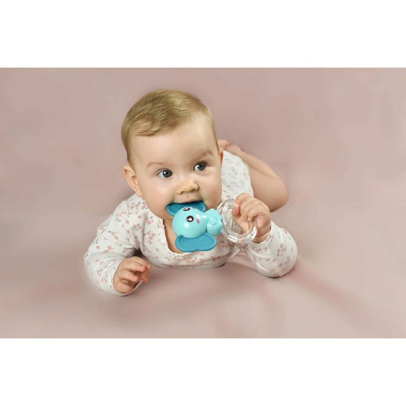 Silikónové hryzátko s hrkálkou Akuku Slon 2